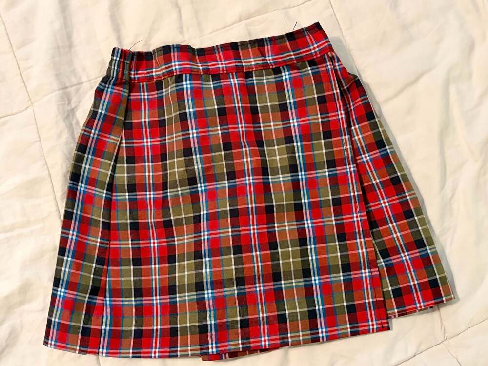Dennis Girls G4 Plaid Pleated Mini Skirt Red Tartan Preppy School Uniform USA